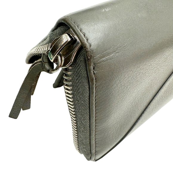 BALENCIAGA 381226 Paper Continental Wallet Round Men's Women's Long Leather Grey - Picture 9 of 10